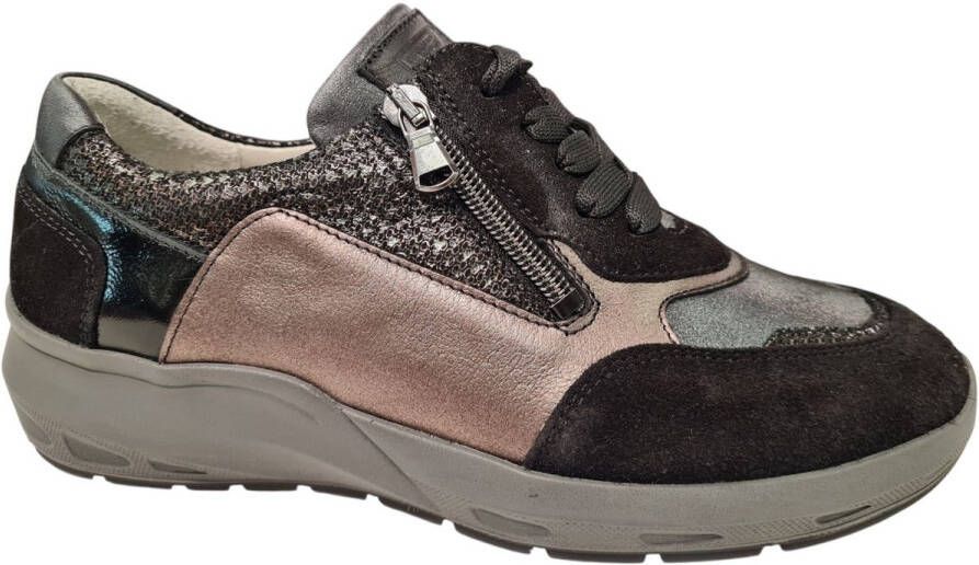 Waldläufer Dames Veterschoen 831004-980-768 Zwart Combi Wijdte