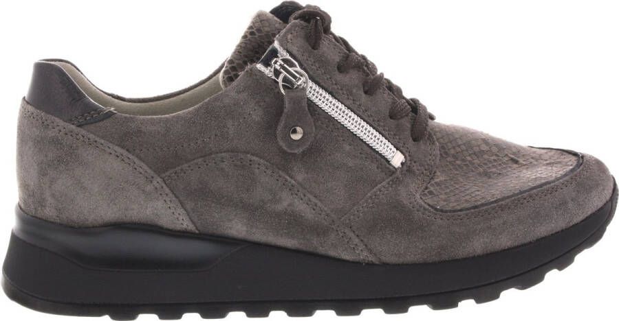 Waldläufer Grijze Leren Sneaker met Rits en Uitneembaar Voetbed Gray Heren