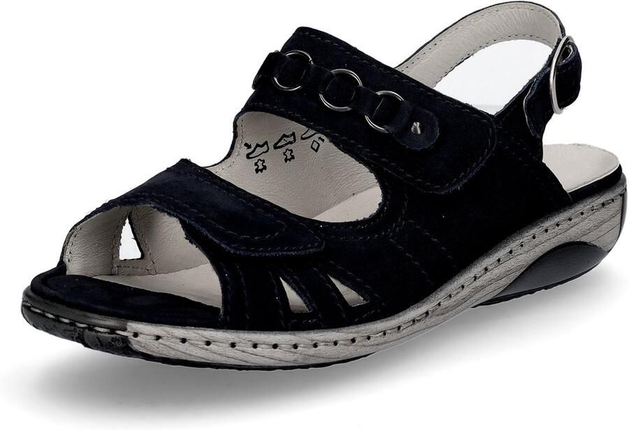 Waldläufer Comfortabele damessandalen van zacht nubuckleer