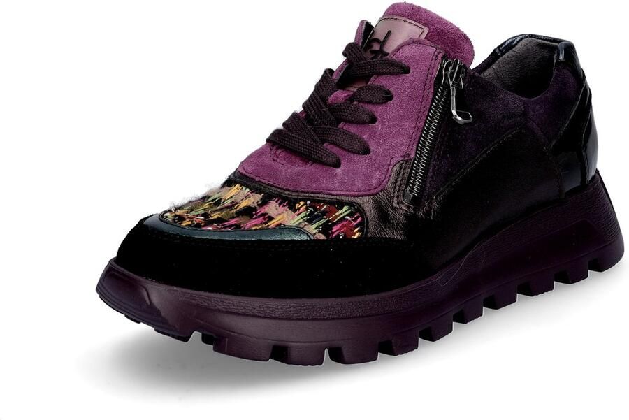 Waldläufer Wijde pasvorm veter-rits sneaker Paars mix Multicolor Dames