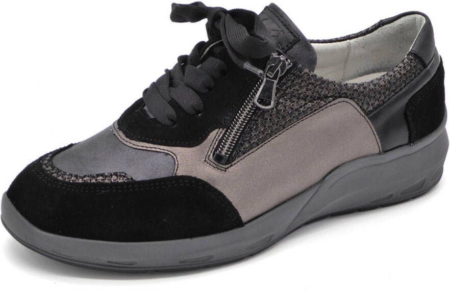 Waldläufer Leren Dames Sneakers Wijdte M Zwart (38.5)