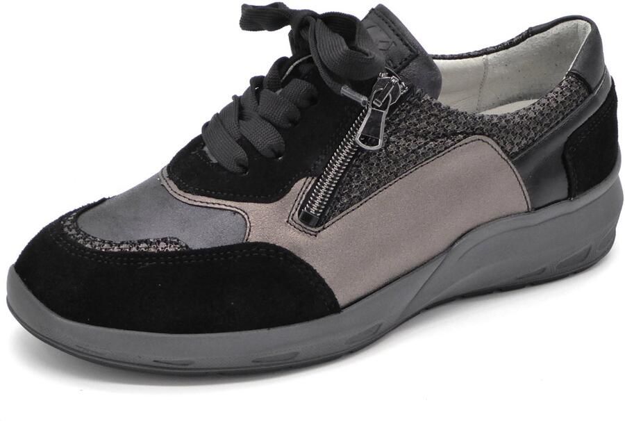 Waldläufer Dames Veterschoen 831004-980-768 Zwart Combi Wijdte