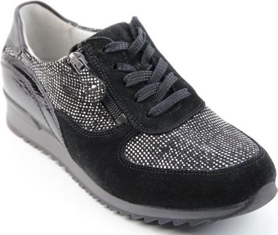 Waldläufer Zwarte veterschoenen voor dames
