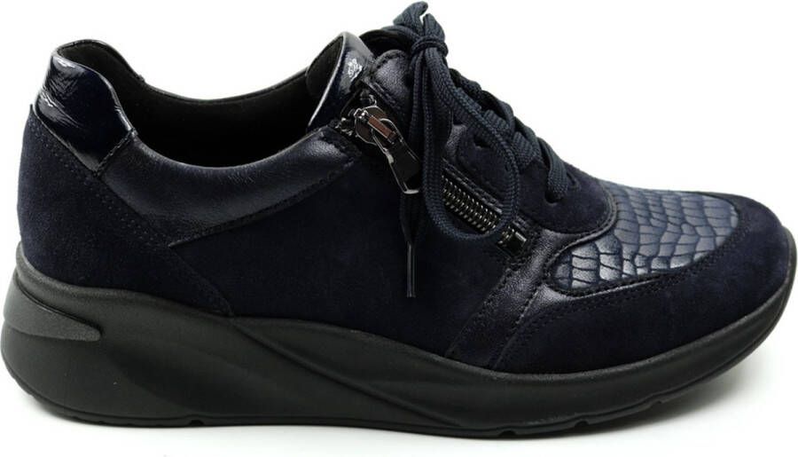 Waldläufer Blauwe Comfortabele en Sportieve Dames Veterschoen Blauw Heren