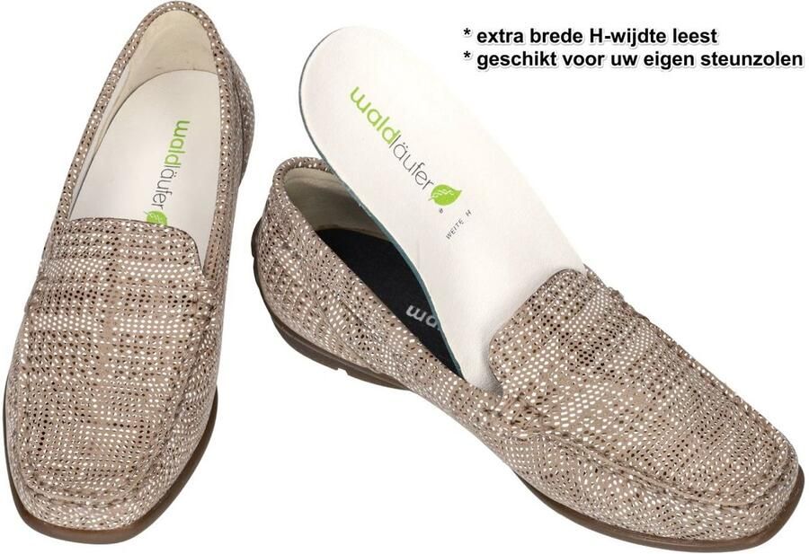 Waldläufer Dames Instapper 431000 161 060 Beige Print Wijdte H