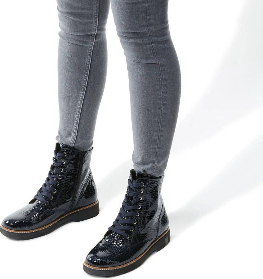 Wäldlaufer Waldlaufer Vrouwen Leren Enkellaarsjes Laarzen Damesschoenen 683801 lak print Blauw
