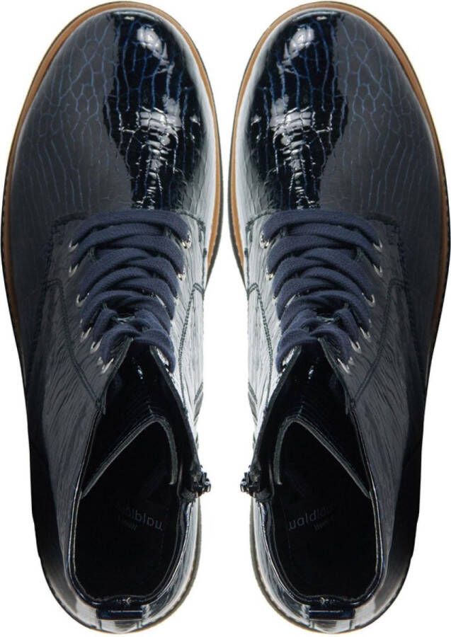 Wäldlaufer Waldlaufer Vrouwen Leren Enkellaarsjes Laarzen Damesschoenen 683801 lak print Blauw - Foto 4