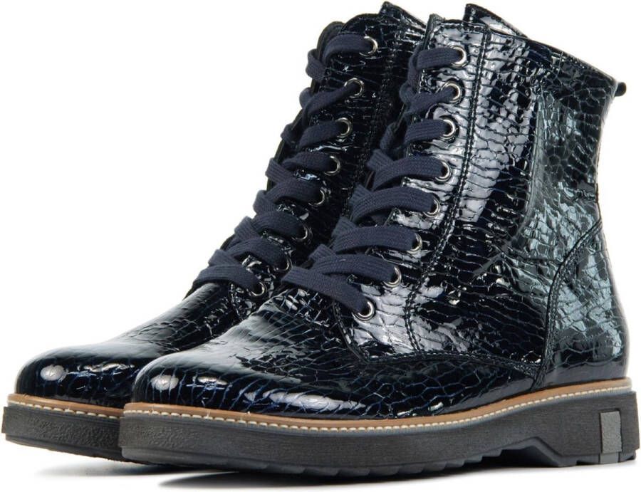 Wäldlaufer Waldlaufer Vrouwen Leren Enkellaarsjes Laarzen Damesschoenen 683801 lak print Blauw - Foto 3