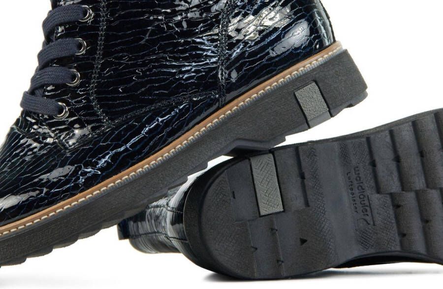 Wäldlaufer Waldlaufer Vrouwen Leren Enkellaarsjes Laarzen Damesschoenen 683801 lak print Blauw - Foto 5