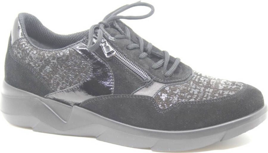WALDLAUFER Waldläufer Sneakers Dames Combi K Rits Sneaker Maat: 37 5 Materiaal: Leer Kleur: Zwart