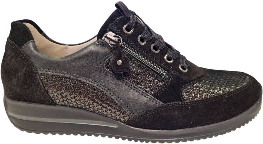 Wäldlaufer Waldlaufer Leer En Suede Dames Sneakers Zwart