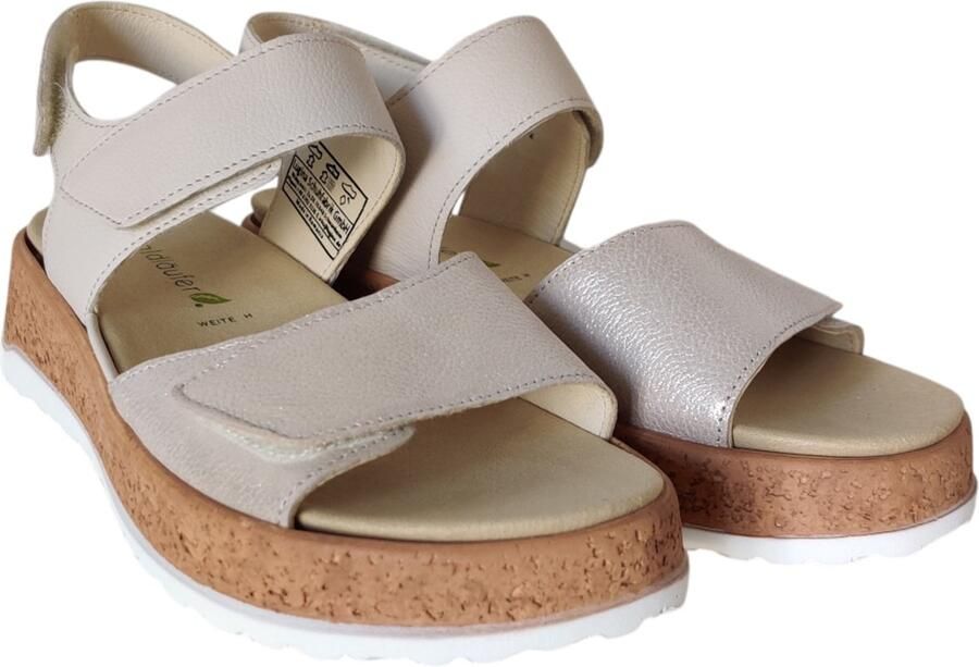 WALDLAUFER Waldläufer Sandalen met Hak Dames H-libby Maat: 38 5 Materiaal: Leer Kleur: Beige