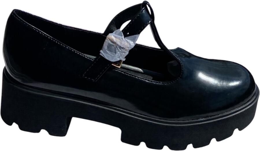Wali Dames Mary Jane Schoenen met Plateauzool Zwart