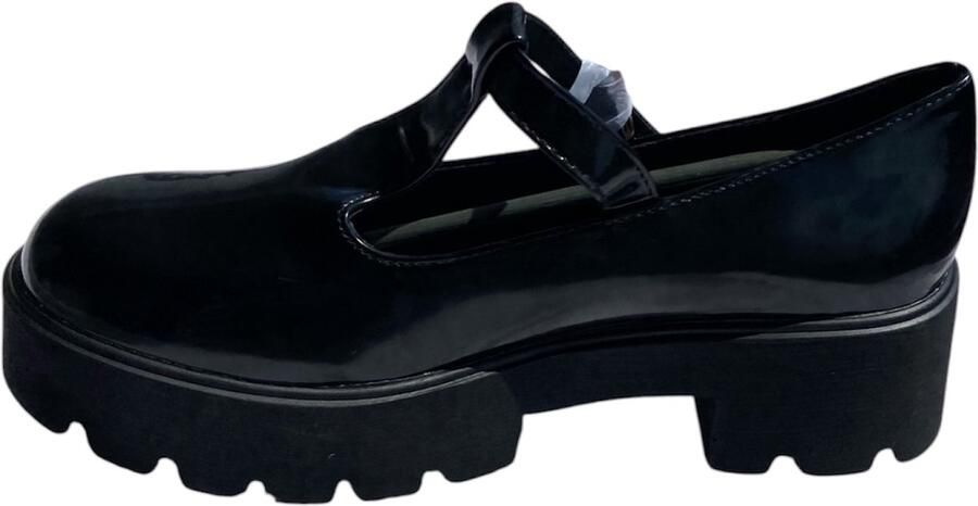 Wali Dames Mary Jane Schoenen met Plateauzool Zwart