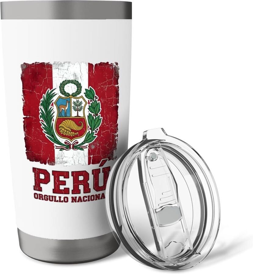 Wand thermosbeker met Peru-vlag