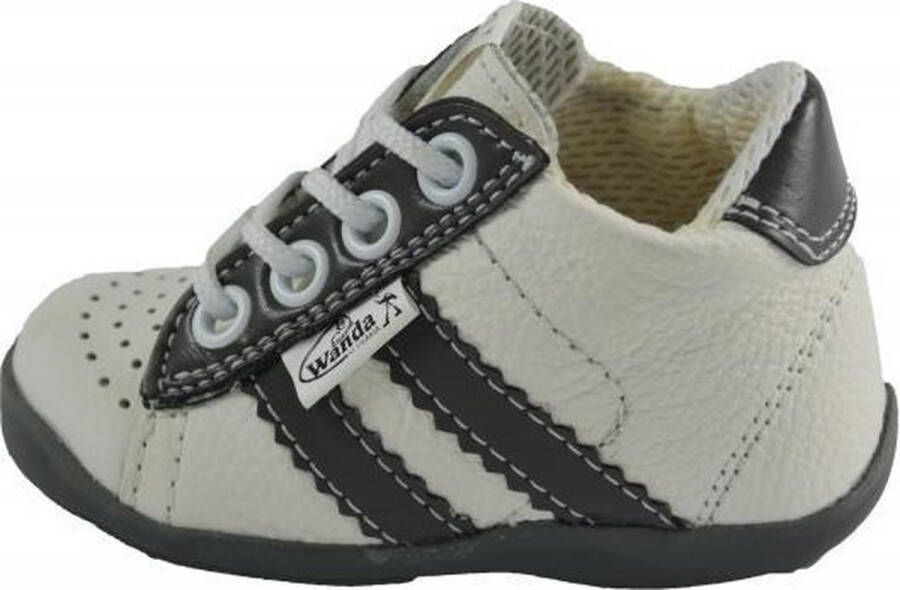 Wanda Leren schoenen wit antraciet grijs eerste stapjes babyschoenen flexibel sneakers