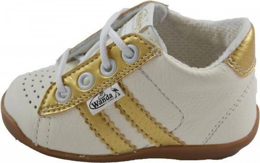 Wanda Leren schoenen wit goud meisje eerste stapjes babyschoenen flexibel  sneakers - Schoenen.nl