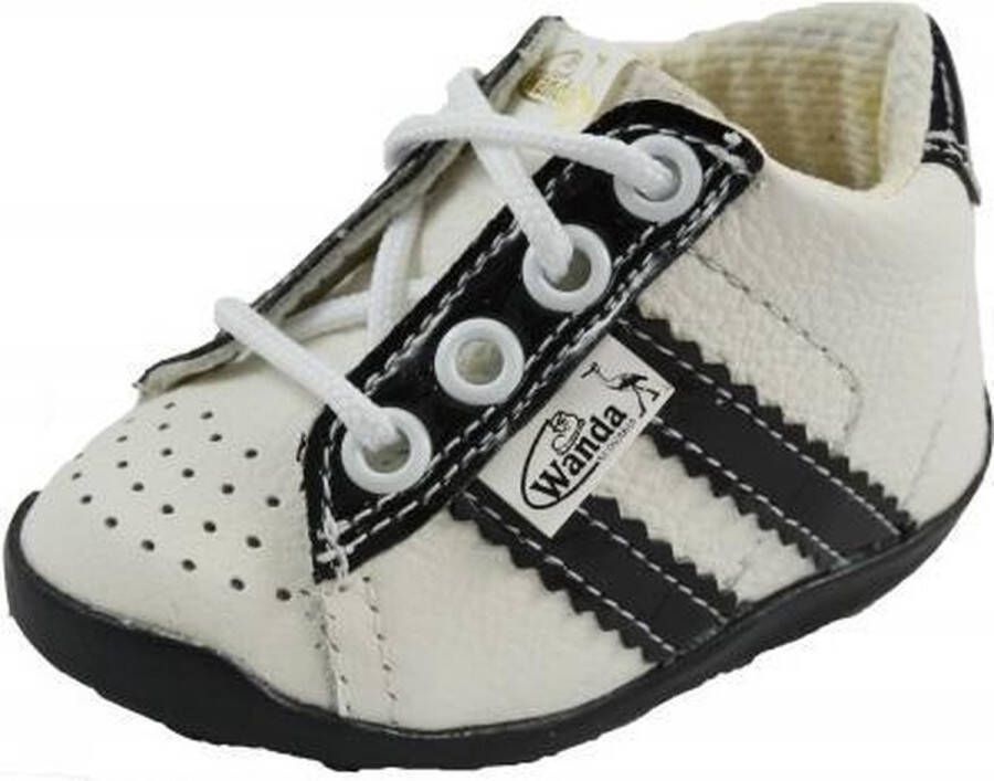 Wanda Leren schoenen wit zwart jongen meisje eerste stapjes babyschoenen flexibel sneaker