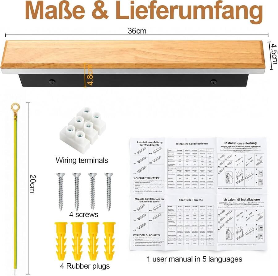 Wandlamp hout 10W warm wit Ra>80