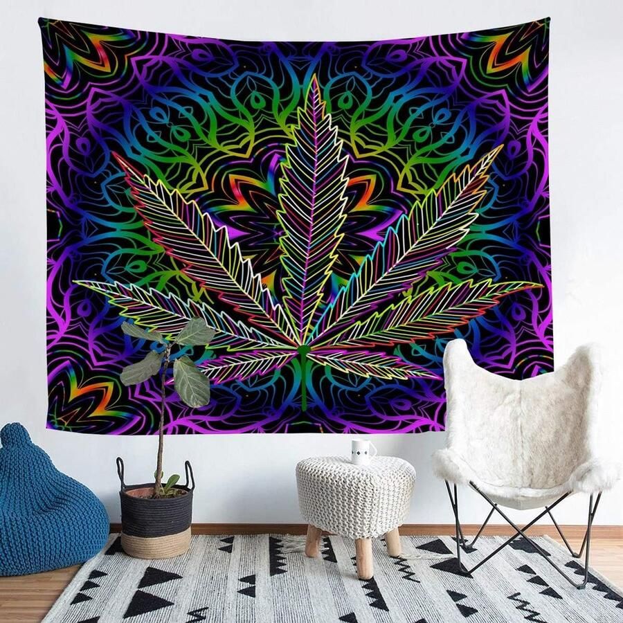 Wandtapijt met cannabisbladeren 148x