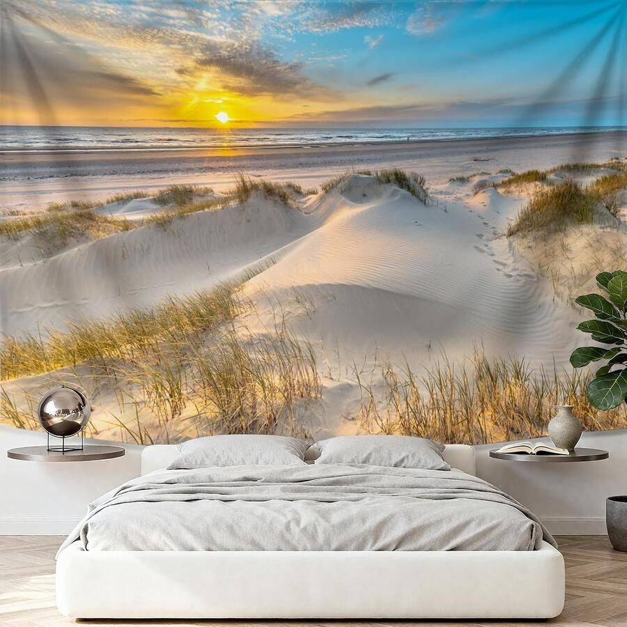 Wandtapijt strand met zonsondergang 200x