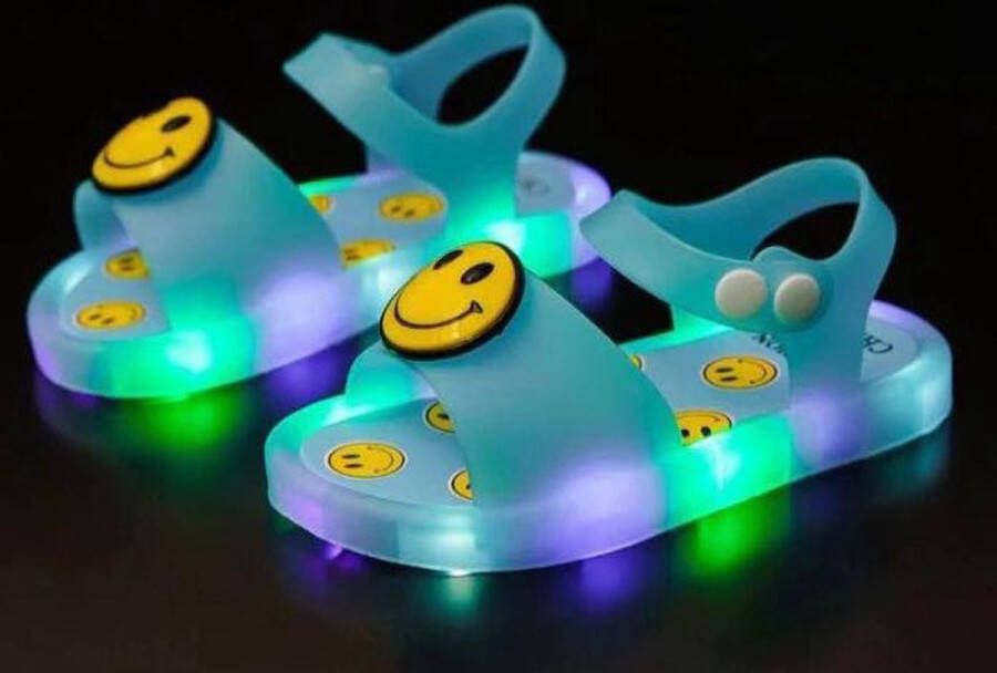 Wantohave Lichtgevende LED Sandalen Smiley Blauw