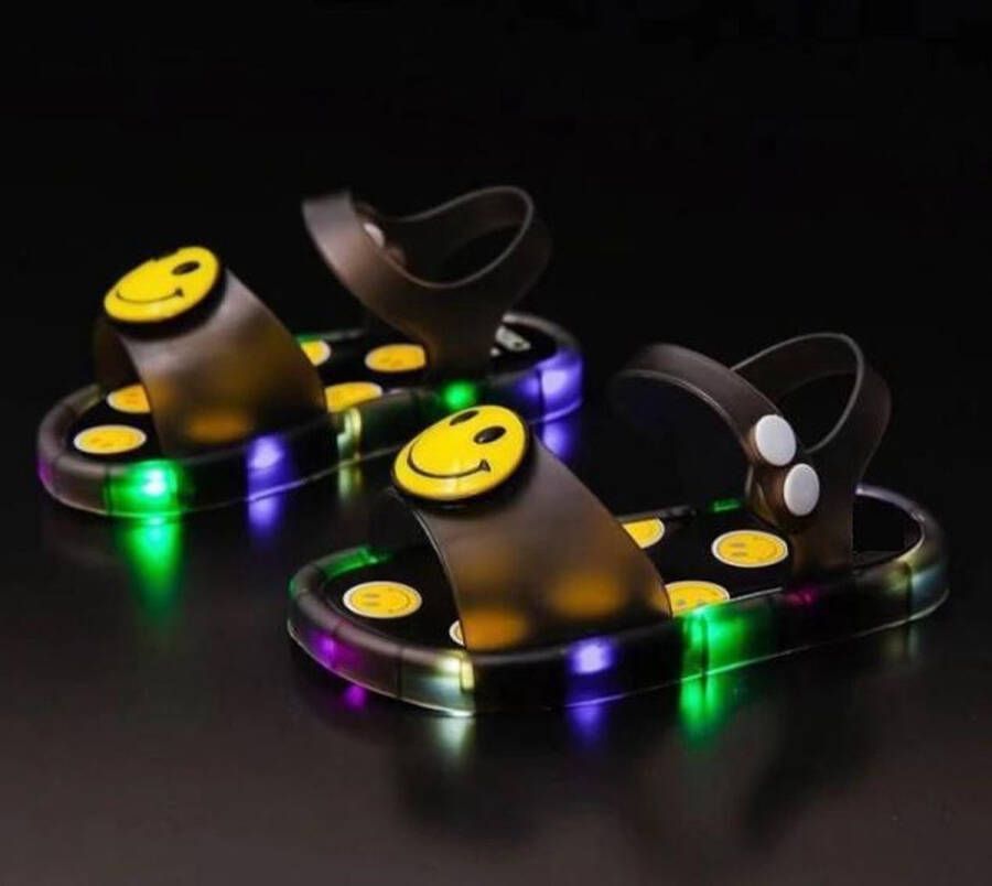 Wantohave Lichtgevende LED Sandalen Smiley Zwart