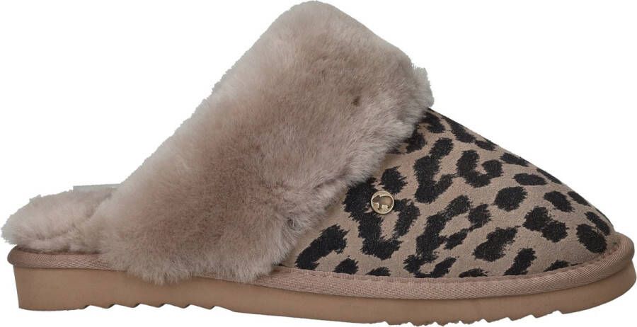 Warmbat Collie Print Panther Dames Sloffen Taupe