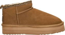 Warmbat Durack Plateau Tape Enkellaarsjes Plat Cognac