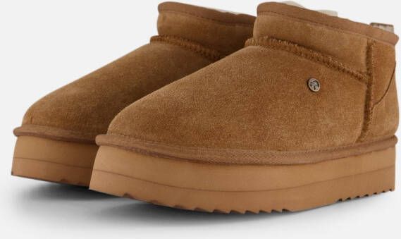 Warmbat Durack Suede Boot Plateau Dames Laarzen Cognac