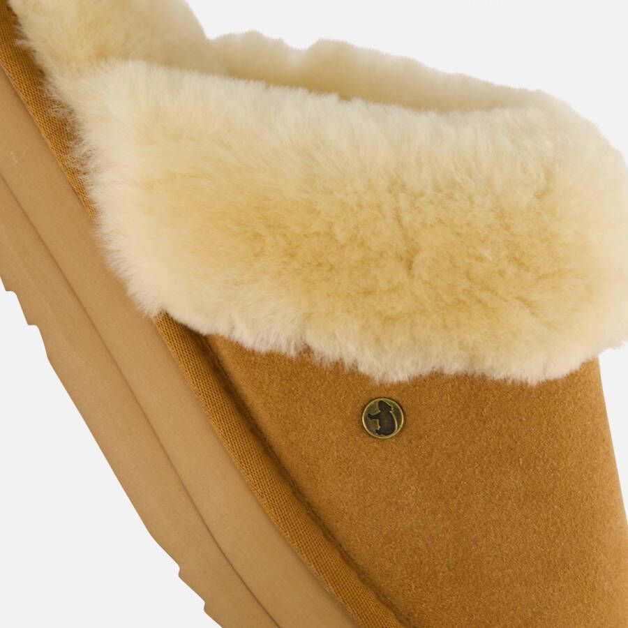 Warmbat Flurry Plateau Pantoffels cognac Suede Dames