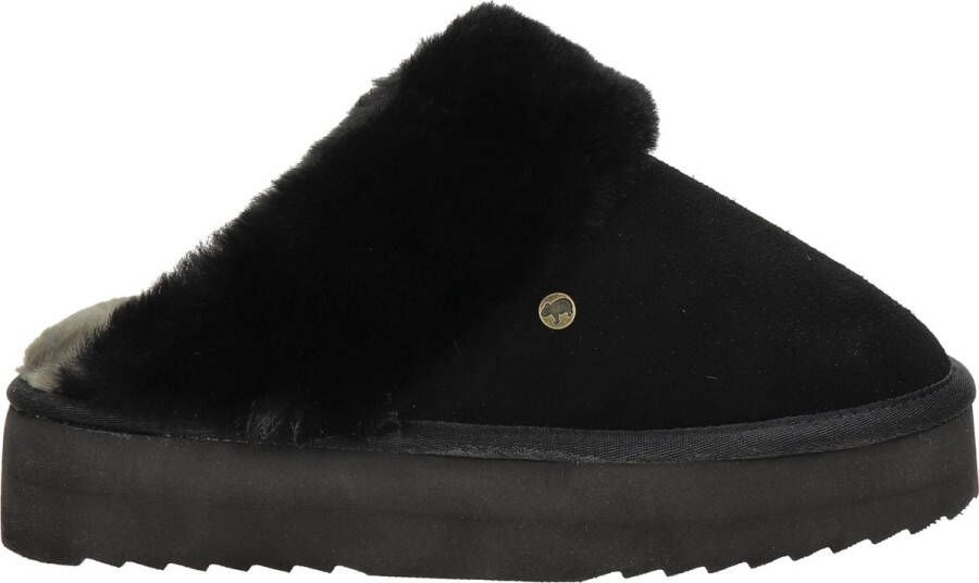Warmbat Australia suède pantoffels met wol zwart - Foto 2