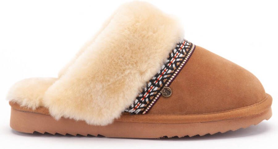 Warmbat Australia Warmbat Flurry Suede Tape Cognac dames pantoffel (open hiel) bruin - Foto 2