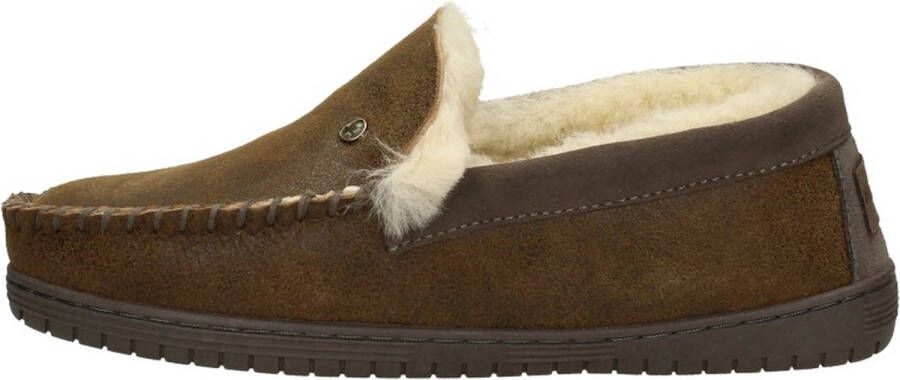 Warmbat Grizzly Leather Pantoffels Dicht donkerbruin
