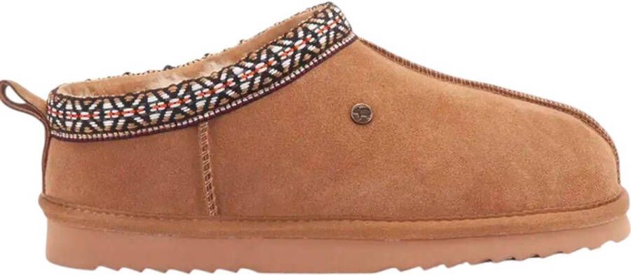 Warmbat Kynuna Suede Tape Dames Sloffen Cognac