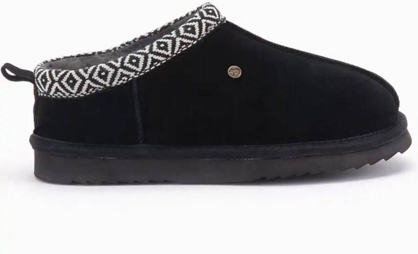 Warmbat Kynuna Suede Tape Dames Sloffen Zwart