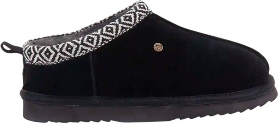 Warmbat Kynuna Suede Tape Dames Sloffen Zwart