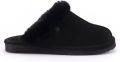 Warmbat Pantoffels Dames Sloffen Instappers Wol Harde zool Open hiel Lismore Zwart - Zwart