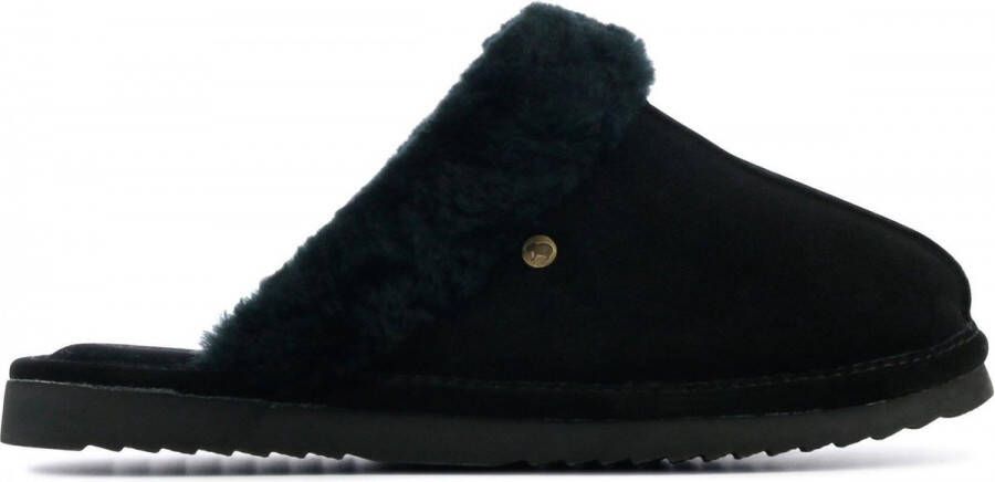 Warmbat Pantoffels Dames Sloffen Instappers Wol Harde zool Open hiel Lismore Zwart - Foto 2