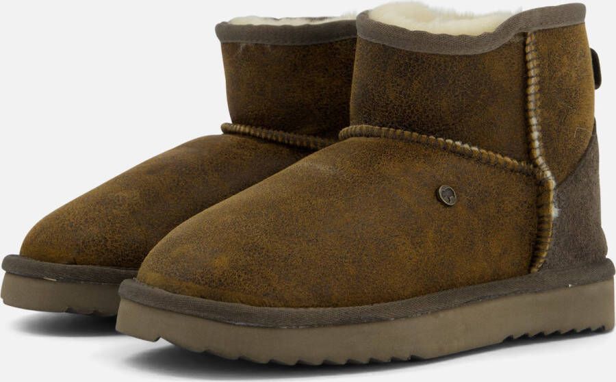 Warmbat Wallaby Cracked Enkellaarsjes bruin Dames