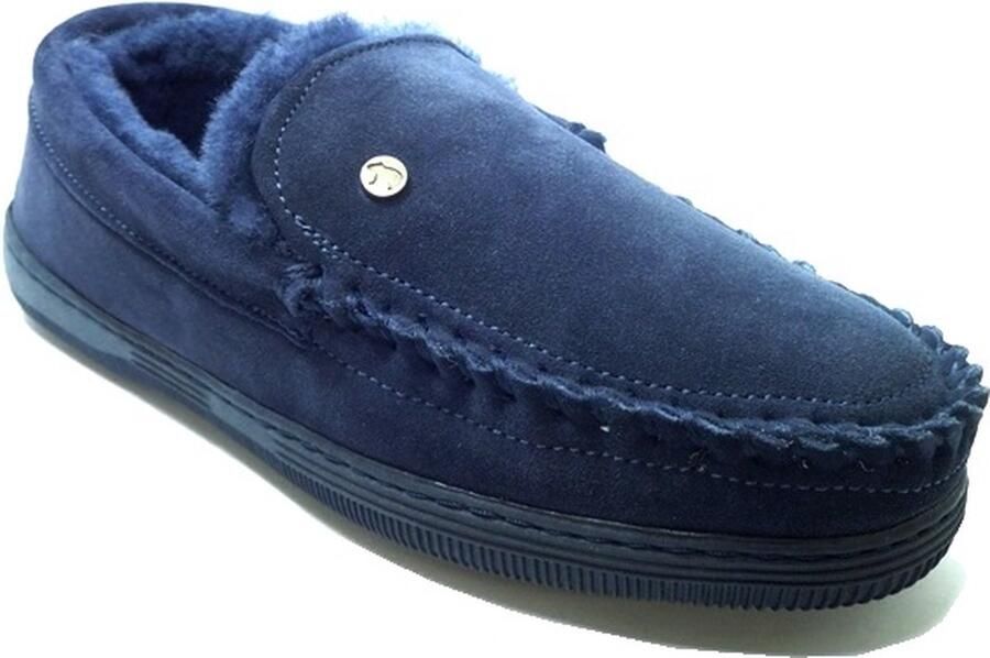 Warmbat Grizzly Men Suede Heren Sloffen Donkerblauw