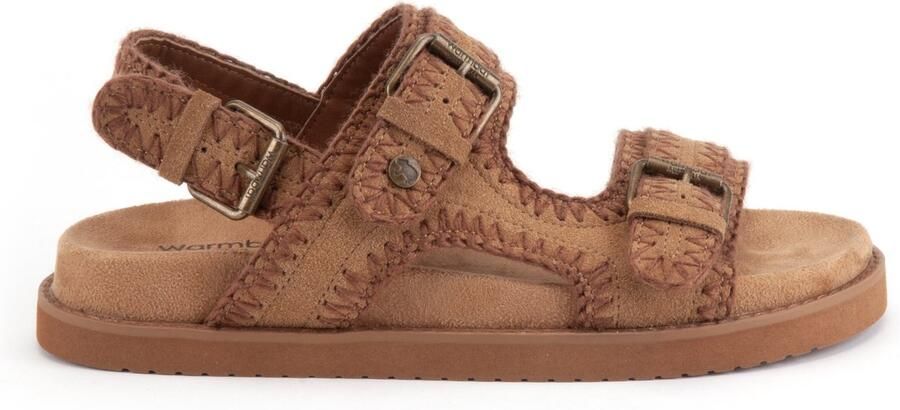 Warmbat Bolwara Suede Dames Sandalen Cognac