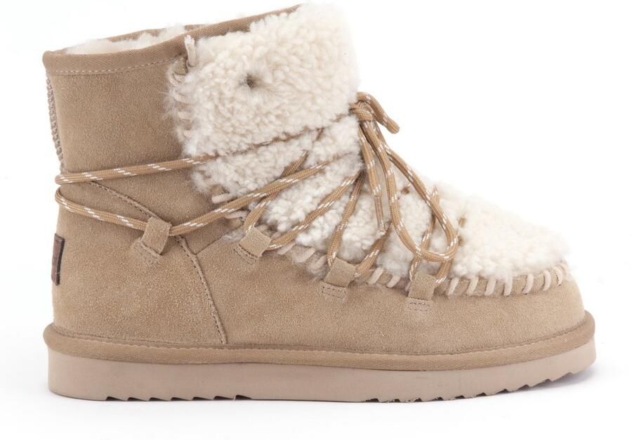 Warmbat Kalbarri Suede lace curly wool boot Dames Laarzen Ecru
