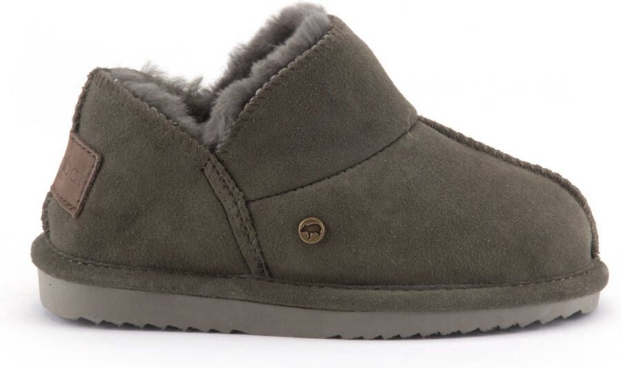 Warmbat Australia gevoerde suède pantoffels mosgroen