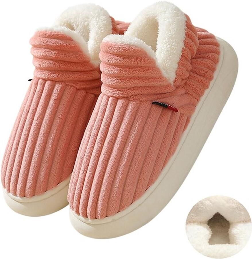 Warme Dames Pantoffels met Zachte Fleece Voering Winter Huispantoffels met Antislip Zool Comfortabele Pluche Slippers voor Thuis Roze
