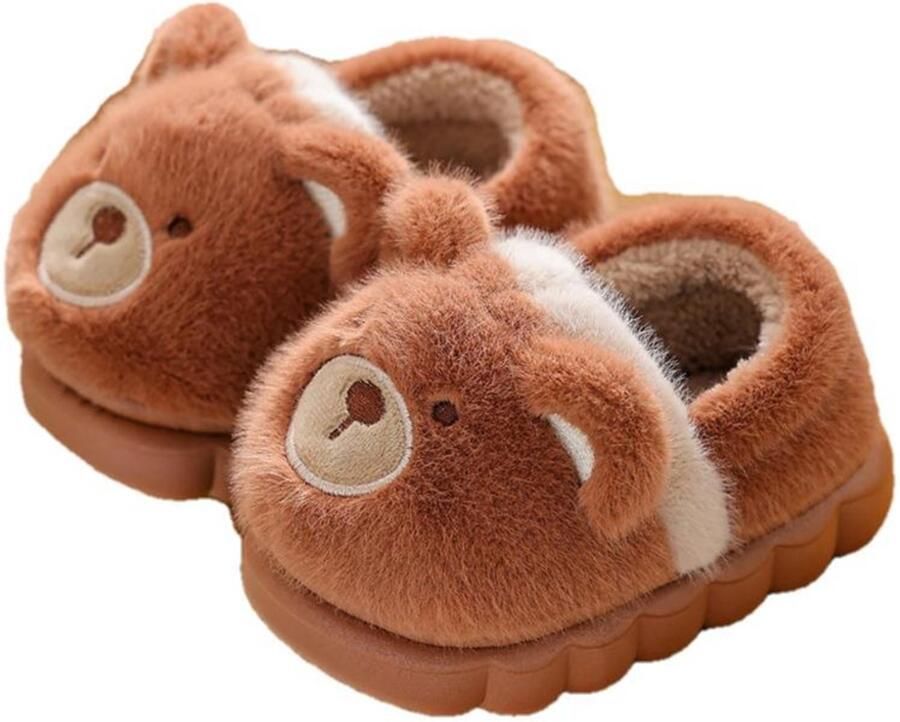 Warme herfst- winterslippers 2XL Voetlengte Kinderslippers Gevoerde slippers met gesloten hiel Voor en Comfortabele pluche slippers Huisschoenen voor kinderen Antislipzolen Leuke Sinterklaas