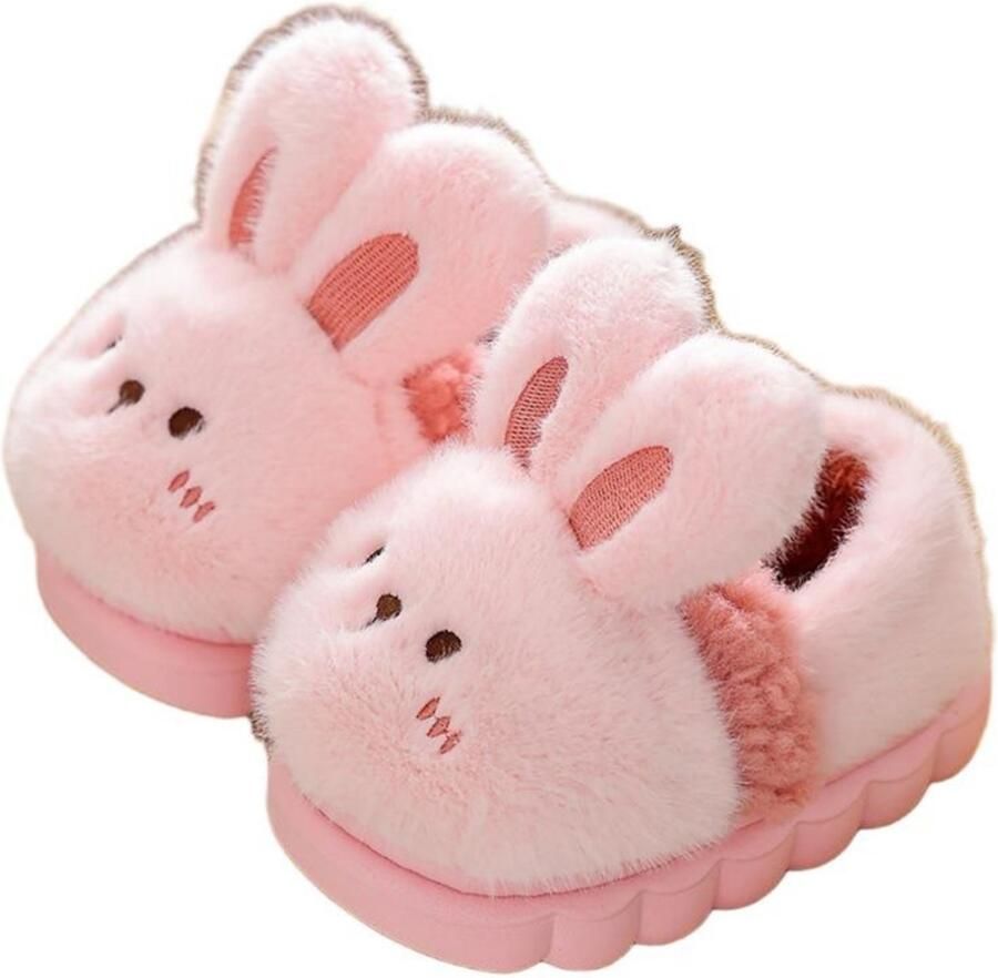 Warme herfst- winterslippers M Voetlengte Kinderslippers Gevoerde slippers met gesloten hiel Voor en Comfortabele pluche slippers Huisschoenen voor kinderen Antislipzolen Leuke Sinterklaas