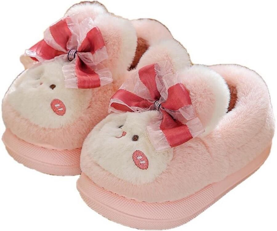 Warme herfst- winterslippers S Voetlengte Kinderslippers Gevoerde slippers met gesloten hiel Voor en Comfortabele pluche slippers Huisschoenen voor kinderen Antislipzolen Leuke Sinterklaas