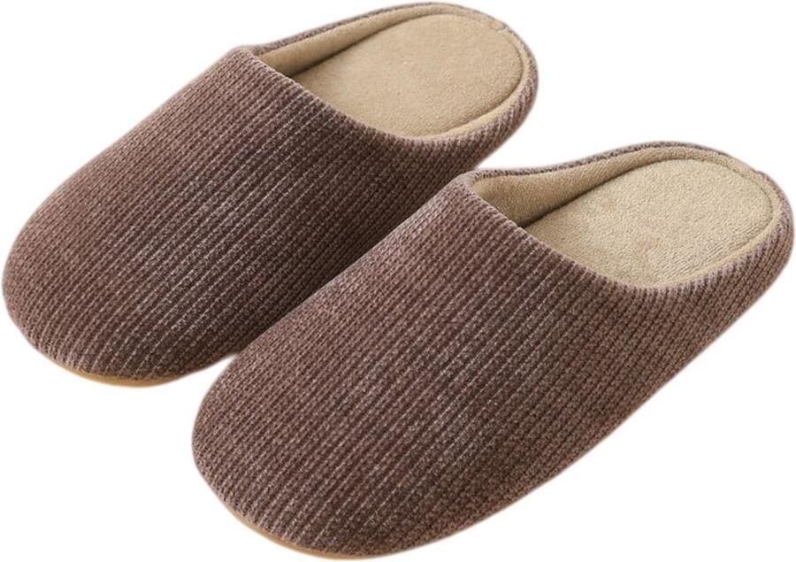 Warme pantoffels Unisex katoenen winterpantoffels Antislip zachte zool geluidsarm Comfortabel pluizig lichtgewicht Geschikt voor dagelijks gebruik in huis tijdens de winter (binnenlengte: -Donkerbruin