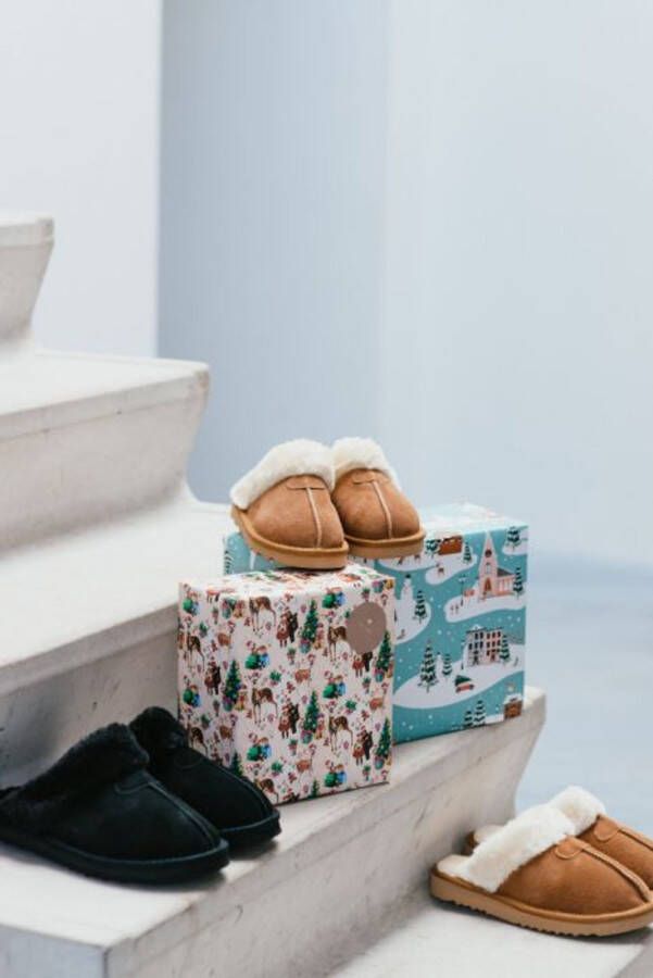 Warme Pantoffels Warme sloffen dames zwart